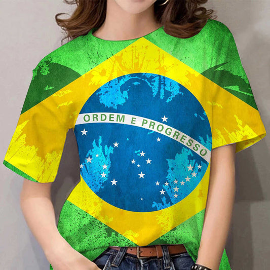 Brazil Flag 3D Print Women's T-shirt (Private Listing)